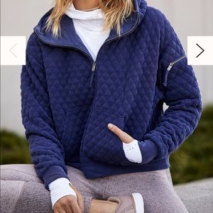 Free People Navy Quilted Hibernation Hoodie Small